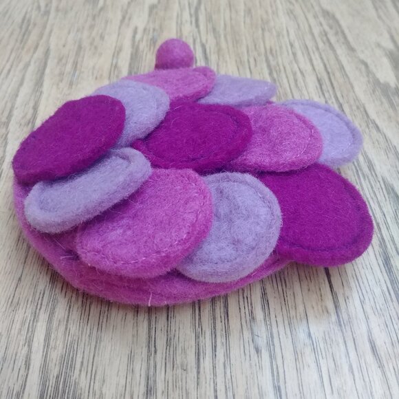 Handmade purple wool felt pouch wallet coin purse - Picture 4 of 11